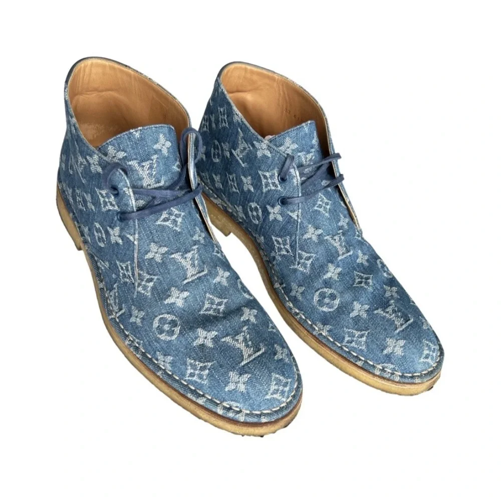 LOUIS VUITTON MONOGRAM DENIM DERBY BOOTS - Picture 1 of 12